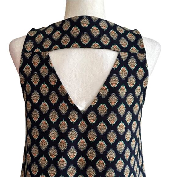 Banana Republic Factory Dress Blue Print Sleeveless Back Cut Out Shift Small - Picture 6 of 11